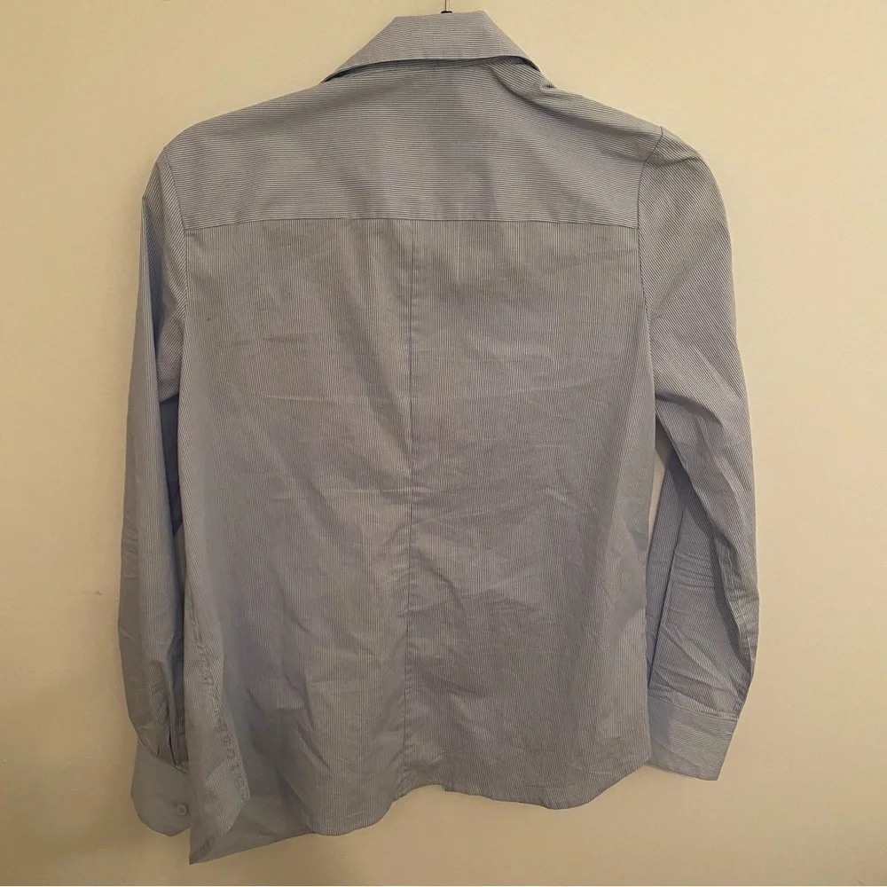𝅺h&m Women Striped Dress Button Down Up Shirt in Blue and White • sz US 6 🤍💙 - Picture 2 of 5